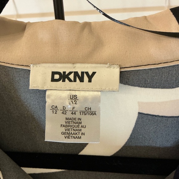 DKNY Black and Cream Circle Print Midi Dress - Picture 2 of 5